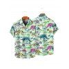 Chemise de Vacances Dinosaure Mignon Squelette Cactus Imprimés à Manches Courtes - Vert clair 4XL