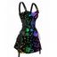 Robe D'Halloween Fourrée Jointive avec Demi-Zip et Etoile Imprimées sans Manches - multicolor S | US 4