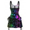 Robe D'Halloween Fourrée Jointive avec Demi-Zip et Etoile Imprimées sans Manches - multicolor S | US 4