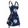 Mini Robe Décontractée à Bretelle Ajustable Bouclée Soleil et Lune Imprimés à Demi-Zip - Bleu profond M | US 6