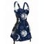 Mini Robe Décontractée à Bretelle Ajustable Bouclée Soleil et Lune Imprimés à Demi-Zip - Bleu profond M | US 6