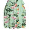 Robe de Vacances Ligne A Fleurie Feuille Flamant Imprimés sans Manches à Volants - Vert clair XXXXXL | US 20