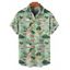 Chemise de Vacances Fleur Flamant Imprimés Boutonnée à Manches Roulées - Vert clair XL