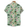 Chemise de Vacances Fleur Flamant Imprimés Boutonnée à Manches Roulées - Vert clair S