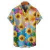 Chemise Décontractée Chaussette de Blouson Feuille Tropicale Imprimée Boutonnée à Manches Courtes pour Homme - multicolor A 4XL