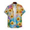 Chemise Décontractée Chaussette de Blouson Feuille Tropicale Imprimée Boutonnée à Manches Courtes pour Homme - multicolor A M