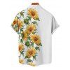 Chemise à Manches Courtes en Blocs de Couleurs avec Boutons Motif Tournesols Style Hawaïen - Blanc M | US 6