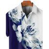 Chemise Hawaïenne Boutonnée Motif de Fleur Imprimée en Blocs de Couleurs à Manches Courtes - Bleu de Minuit 4XL