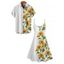 Hawaiian Vacation Sunflower Pattern Printed Dress and Rolled Sleeve  Shirt Couple's Set - Blanc S | US 4