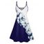 Robe Ajourée à Imprimé Floral à Bretelles Spaghetti - Bleu de Minuit M | US 6