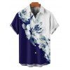 Hawaiian Vacation Color Clash Flower Pattern Printed Dress and Rolled Sleeve  Shirt Couple's Set - Bleu de Minuit S | US 4