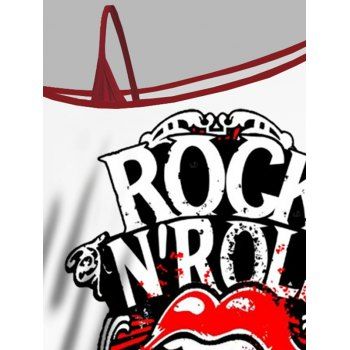 Rolling Stones Print Oblique Shoulder T-shirt And Cinched V Neck Spaghetti Strap Camisole Two Piece Set 