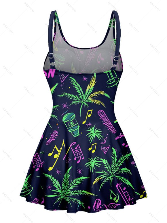 Maillot de Bain 1 Pièce à Imprimé Feuille et Note Musicale - Noir XL | US 12