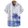 Chemise de Plage Hawaiien Imprimé Cocotier à Manches Roulées pour Homme - Blanc 4XL