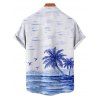 Chemise de Plage Hawaiien Imprimé Cocotier à Manches Roulées pour Homme - Blanc XL