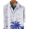 Chemise de Plage Hawaiien Imprimé Cocotier à Manches Roulées pour Homme - Blanc M