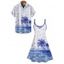 Vacation Couple Outfit Coconut Tree Seagull Print Sleeveless A Line Dress and Men's Roll Up Sleeve Shirt Hawaii Two Piece Set - Blanc S | US 4