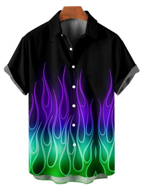 Chemise de Fête Boutonnée Notes de Musique Imprimées à Manches Roulées pour Homme