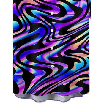 Men's Music Festival Colorful Textured Graphic Print Shirt Button Up Roll Up Sleeve Vacation Shirt