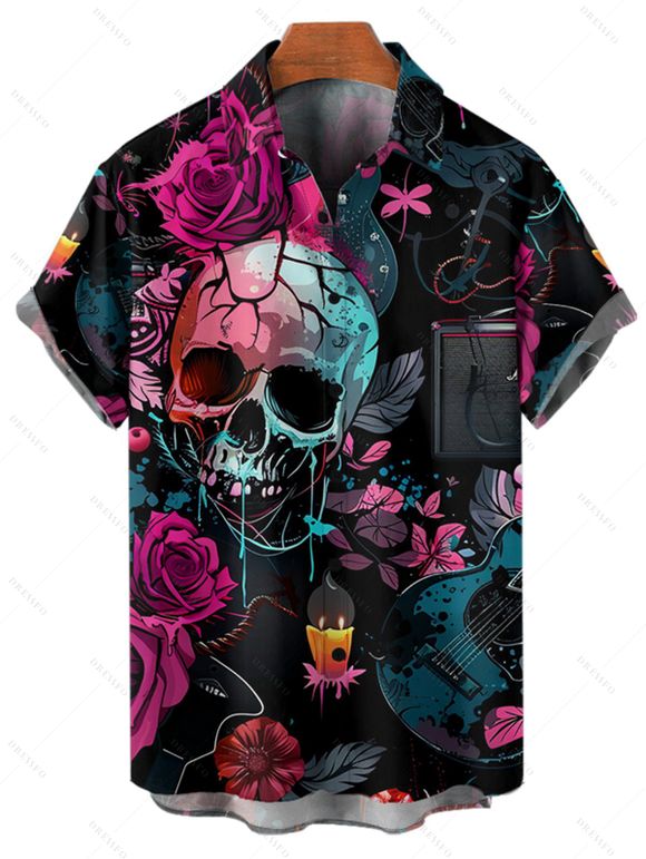 Chemise de Fête Des Hommes Gothique - Noir 4XL