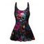 Music Festival Rose Skulls Pattern Bowknot One Piece Swimsuit Adjustable Strap Padded Gothic Swimwear - BLACK XXL | US 14