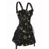 Mini Robe Ligne A à Bretelle à Imprimé Etoile Soleil à Taille Haute à Lacets - d'or M