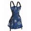 Mini Robe Ligne A à Bretelle à Imprimé Etoile Soleil à Taille Haute à Lacets - Bleu profond L