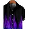 Chemise de Fête Boutonnée Notes de Musique Imprimées à Manches Roulées pour Homme - Noir S