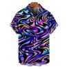 Chemise de Vacances Texturé Graphique Coloré Imprimé Boutonnée Manches Roulées pour Homme - multicolor 4XL