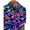 Chemise de Vacances Texturé Graphique Coloré Imprimé Boutonnée Manches Roulées pour Homme - multicolor S