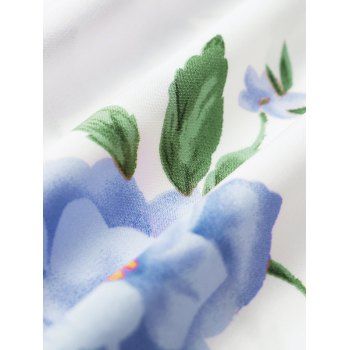 Floral Print Vacation Sundress Garden Party Dress Summer Ruffled Bowknot Mini Dress 