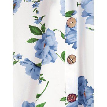 Floral Print Vacation Sundress Garden Party Dress Summer Ruffled Bowknot Mini Dress 