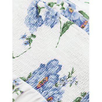Floral Print Vacation Sundress Garden Party Dress Summer Ruffled Bowknot Mini Dress 