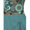 Maillot de Bain 1 Pièce à Bretelles Ajustables à Motif Paisley Ethnique - Vert clair XL | US 12