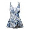 Allover Flower Leaf Pattern Vacation One Piece Swimsuit Bowknot Adjustable Strap Padded Beach Style Swimwear - LIGHT BLUE S | US 4
