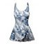 Allover Flower Leaf Pattern Vacation One Piece Swimsuit Bowknot Adjustable Strap Padded Beach Style Swimwear - LIGHT BLUE S | US 4
