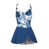 Maillot de Bain 1 Pièce Floral Tropical Rembourré à Noeud Papillon - Bleu XL | US 12