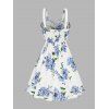 Robe Courte Imprimée Florale à Volants avec Noeud Papillon pour Été - Bleu Ciel S | US 4