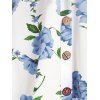 Robe Courte Imprimée Florale à Volants avec Noeud Papillon pour Été - Bleu Ciel S | US 4