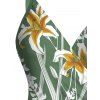 Maillot de Bain Superposé Croisé Fleur Tropicale Imprimée Une-Pièce - Vert clair XL | US 12