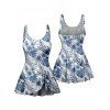 Maillot de Bain 1 Pièce à Bretelles Ajustables à Motif Feuille et Fleur - Bleu clair S | US 4