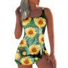 Maillot de Bain 1 Pièce à Tournesol à Bretelles Ajustables - Vert clair XXL | US 14