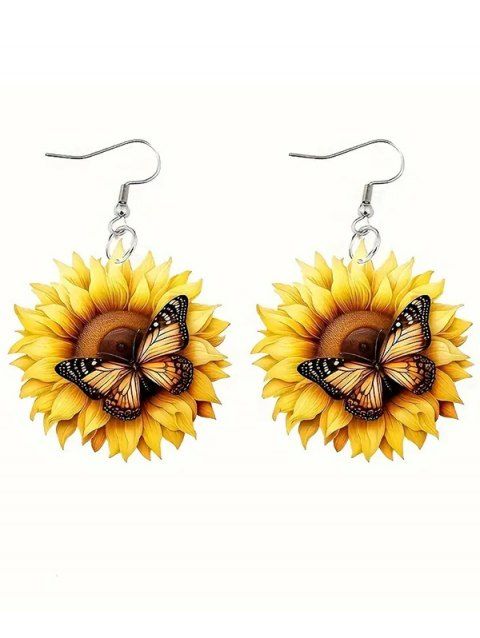 Boucles D'Oreilles de Plage de Vacances en Forme de Tournesol en Acrylique