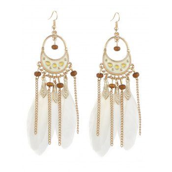 Bohemian Drop Earrings Colored Feather Chained Trendy Retro Earrings