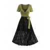Ensemble de Haut Court Croisé Noué et de Robe Débardeur Superposée en Maille - Vert clair S | US 4