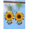 Boucles D'Oreilles Pendantes en Forme de Tournesol pour Plage et Vacances - Jaune 