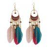 Boucles D'Oreilles Pendantes Décorées de Plumes Colorées Style Bohémien Rétro - multicolor A 