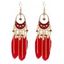 Boucles D'Oreilles Pendantes Décorées de Plumes Colorées Style Bohémien Rétro - Bleu profond 