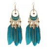 Boucles D'Oreilles Pendantes Décorées de Plumes Colorées Style Bohémien Rétro - Vert 