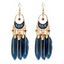 Boucles D'Oreilles Pendantes Décorées de Plumes Colorées Style Bohémien Rétro - Blanc 